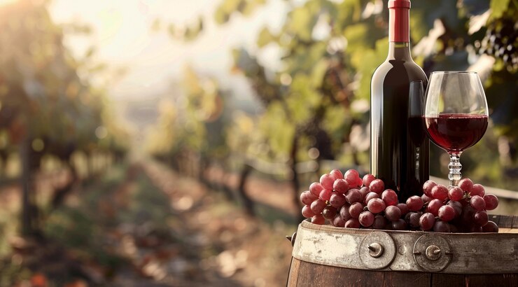 Photo gratuit des raisins rouges dans le vignoble dans le style cinématographique