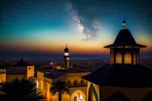 Photo gratuite ramadan kareem eid mubarak lampe de mosquée photo gratuite le soir