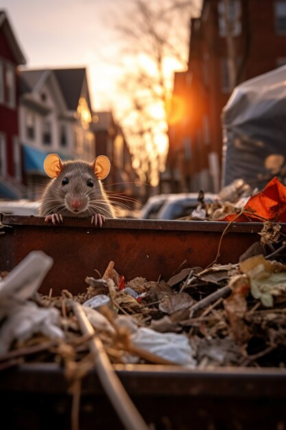 Rat mignon dans le style de vie urbain