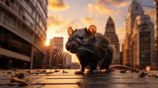 Photo gratuite rat mignon dans la ville