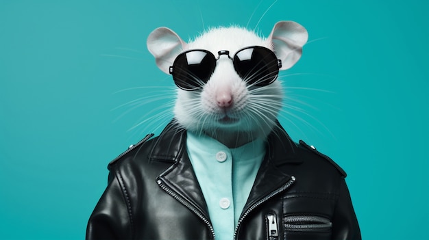 Photo gratuite rat mignon portant des vêtements en studio