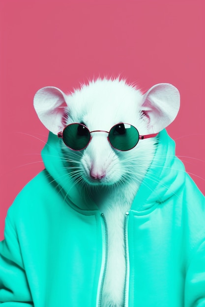 Rat mignon portant des vêtements en studio