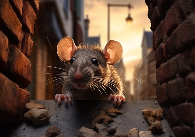 Photo gratuite rat mignon vivant à l'extérieur