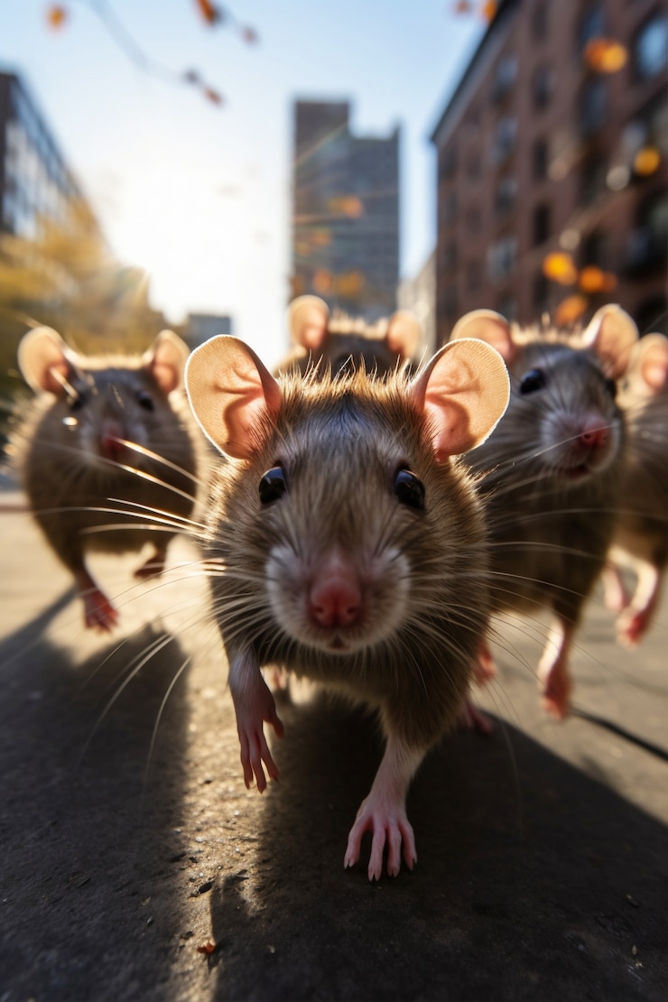 Photo gratuit rats courant ensemble en ville