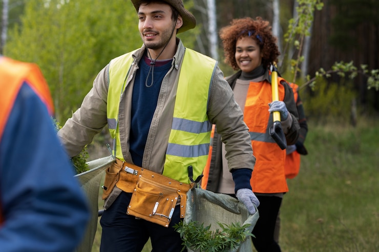 Photo gratuit reboisement fait par un groupe de bénévoles