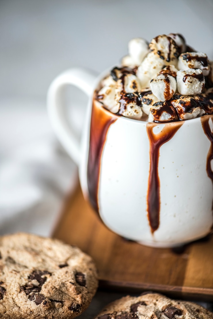 Photo gratuit recette de chocolat chaud aux guimauves