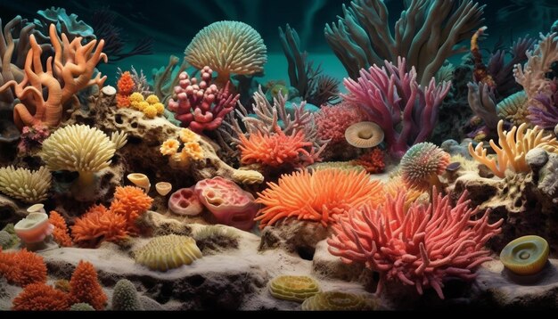 Photo gratuite récif sous-marin avec poissons, nature animale, corail, climat tropical aquatique généré par l'intelligence artificielle