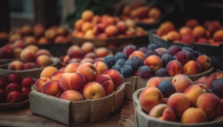 Photo gratuit récolte abondante de corbeille de fruits mûrs juteux générée par l'ia