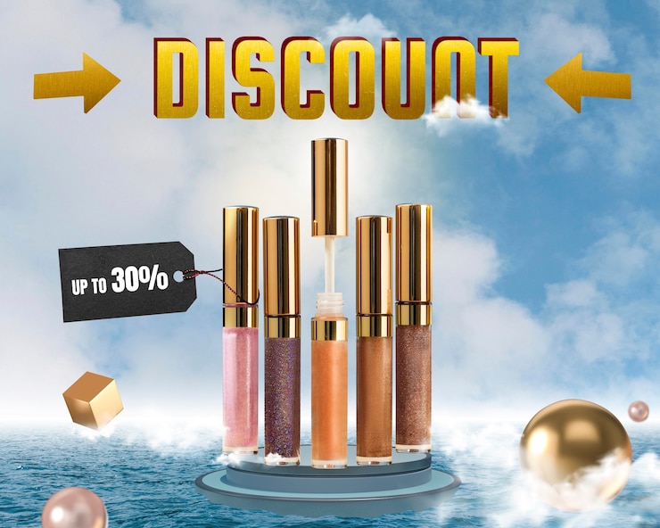 Photo gratuit remise sur le gloss sur podium