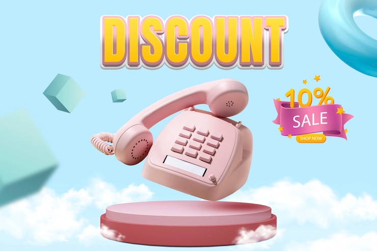 Photo gratuit remise sur téléphone sur podium