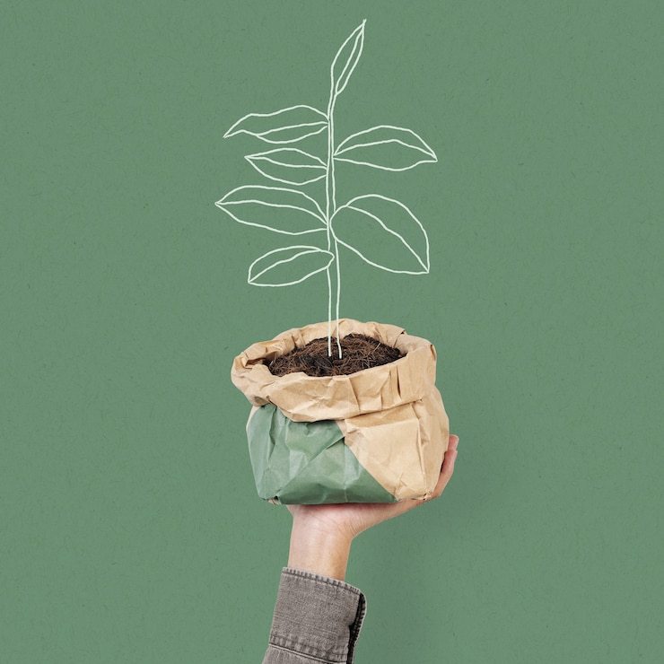 Photo gratuit remix d'illustration écologique de plantation durable