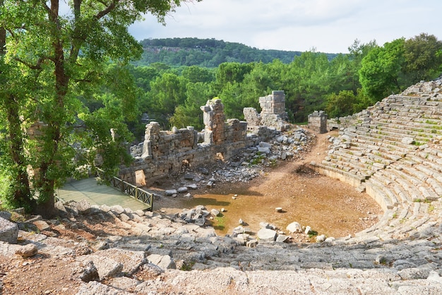 Remparts de la ville dans les ruines de Troie, Turquie.
