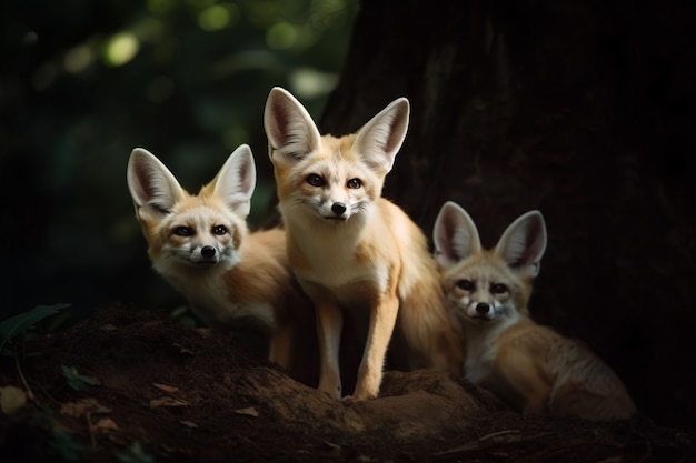 Renards mignons dans la nature