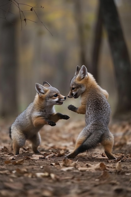 Renards mignons dans la nature