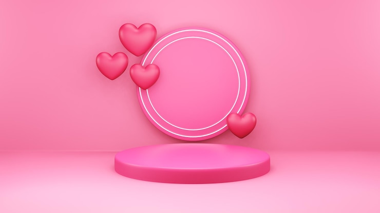 Photo gratuit d render of valentine and design composition abstact d formes géométriques toile de fond pour le concept de vacances