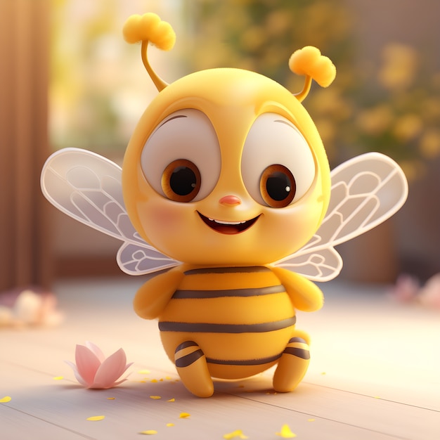 Photo gratuite rendering 3d de l'abeille de dessin animé