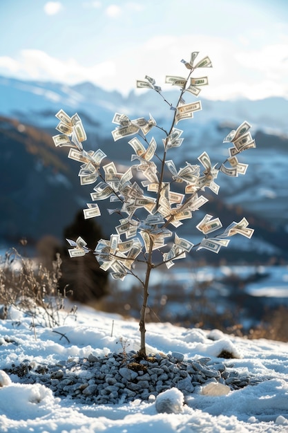 Photo gratuite rendering 3d de l'arbre à l'argent