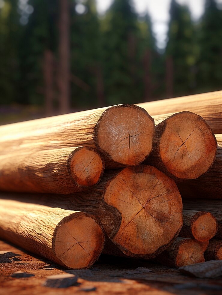 Photo gratuit rendering 3d de bûches en bois