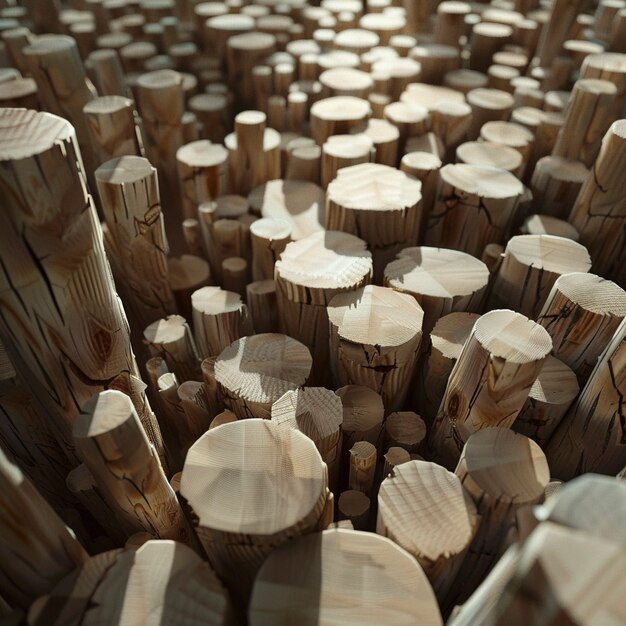 Rendering 3D de bûches en bois