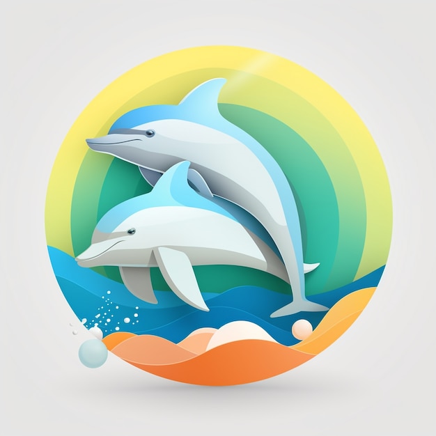 Photo gratuite rendering 3d de dauphins qui nagent