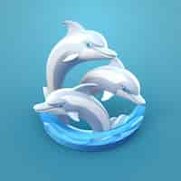 Photo gratuite rendering 3d de dauphins qui nagent