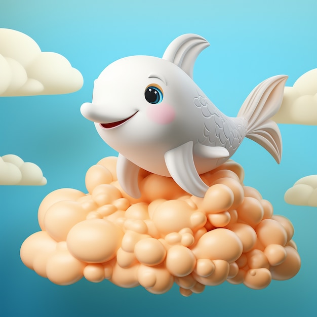 Photo gratuite rendering 3d d'un dessin animé comme un dauphin