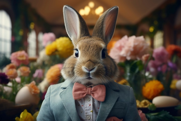 Photo gratuite rendering 3d du lapin de pâques déguisé