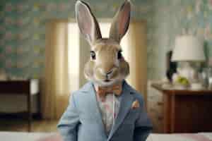 Photo gratuite rendering 3d du lapin de pâques déguisé