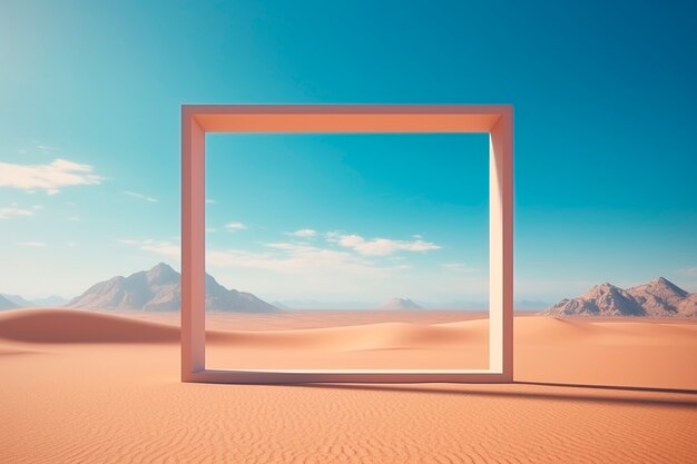 Rendering 3D de la forme du rectangle dans le désert