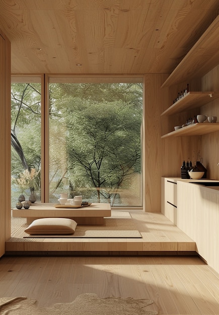 Photo gratuite rendering 3d d'une maison en bois