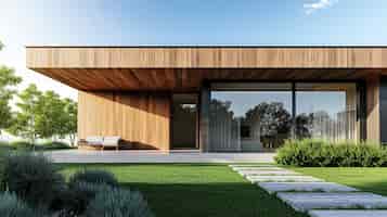 Photo gratuite rendering 3d d'une maison en bois