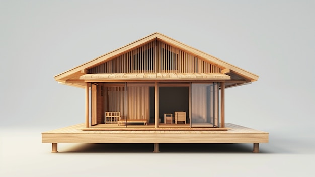 Photo gratuite rendering 3d d'une maison en bois