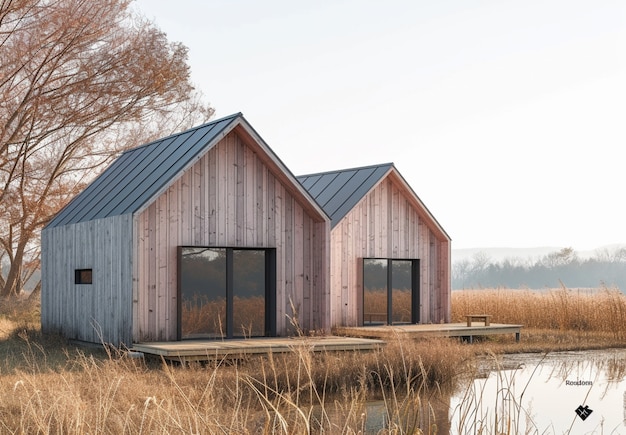 Photo gratuite rendering 3d d'une maison en bois