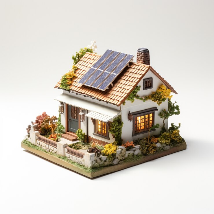 Photo gratuit rendering 3d d'un modèle de maison isométrique