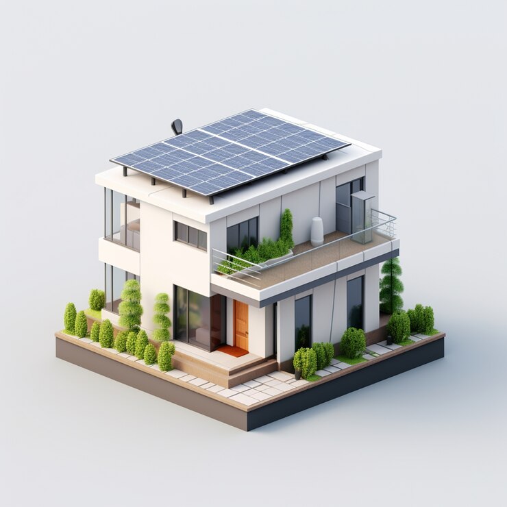 Photo gratuit rendering 3d d'un modèle de maison isométrique