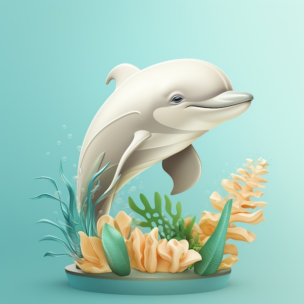 Photo gratuite rendering 3d de la nage des dauphins