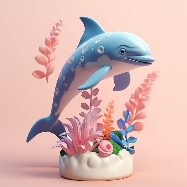 Rendering 3D de la nage des dauphins