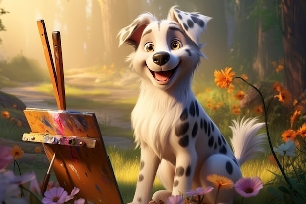 Photo gratuite rendering 3d d'une peinture d'animaux forestiers