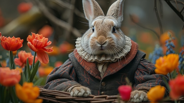 Photo gratuite rendering 3d de la peinture du lapin de pâques dans les âges sombres