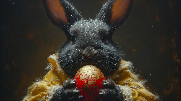 Rendering 3D de la peinture du lapin de Pâques dans les âges sombres