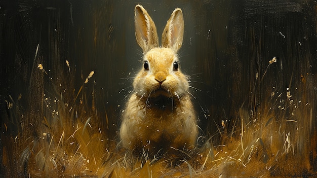 Photo gratuite rendering 3d de la peinture du lapin de pâques dans les âges sombres