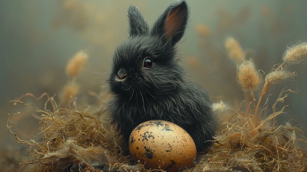 Rendering 3D de la peinture du lapin de Pâques dans les âges sombres