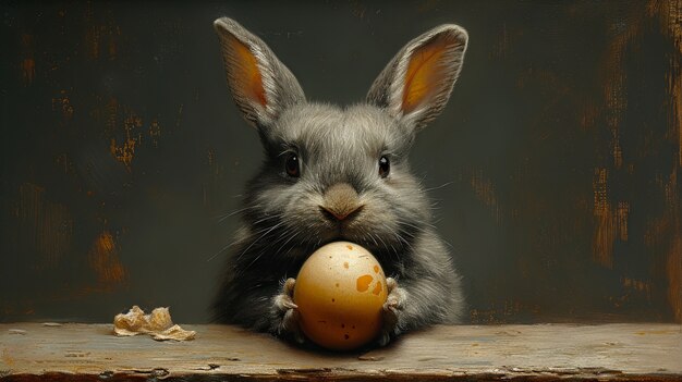 Rendering 3D de la peinture du lapin de Pâques dans les âges sombres