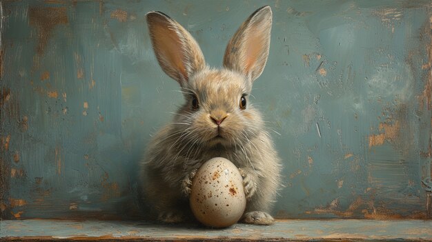 Rendering 3D de la peinture du lapin de Pâques dans les âges sombres