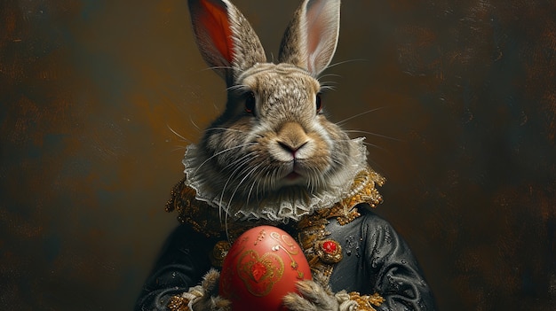 Rendering 3D de la peinture du lapin de Pâques dans les âges sombres