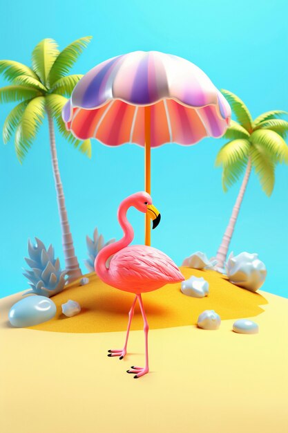 Rendering 3D de la plage de dessins animés