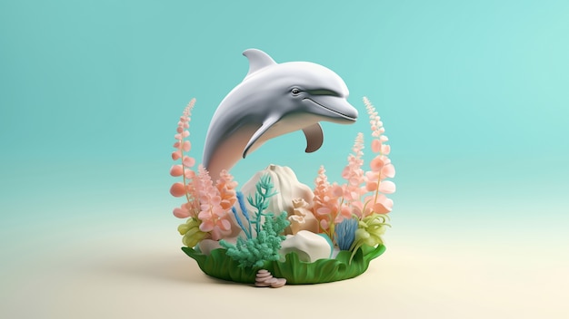 Photo gratuite rendering 3d d'une sculpture de dauphin