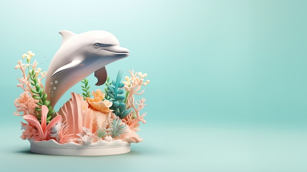 Photo gratuite rendering 3d d'une sculpture de dauphin