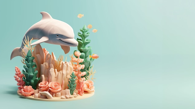 Photo gratuite rendering 3d d'une sculpture de dauphin