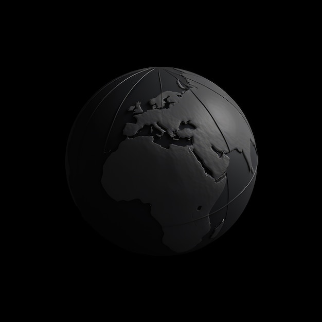 Rendering 3D de la terre sombre dans l'espace